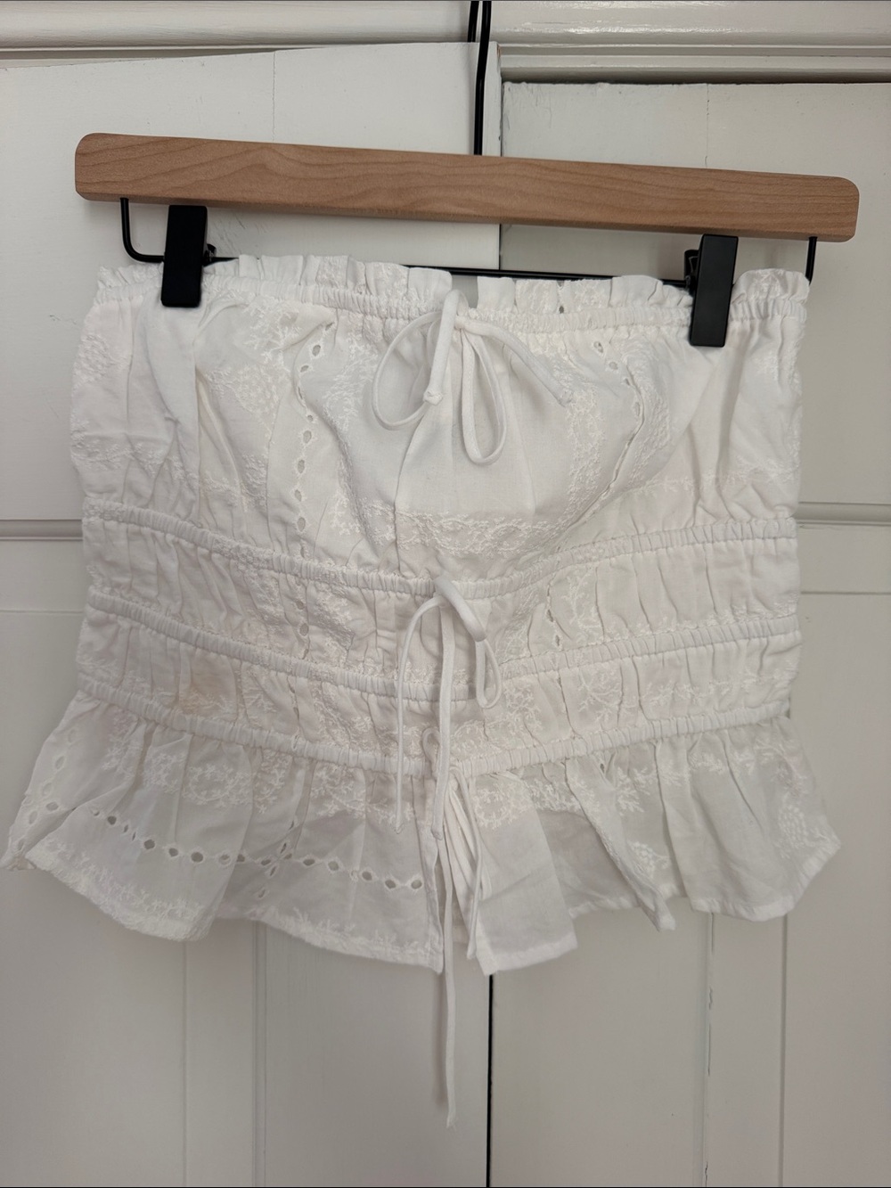 wild fable White Smocked Eyelet High-Waist Tube Top